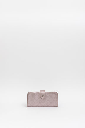Metallic Long Matelassé Wallet