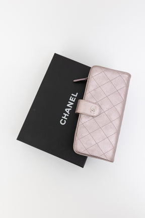 Metallic Long Matelassé Wallet