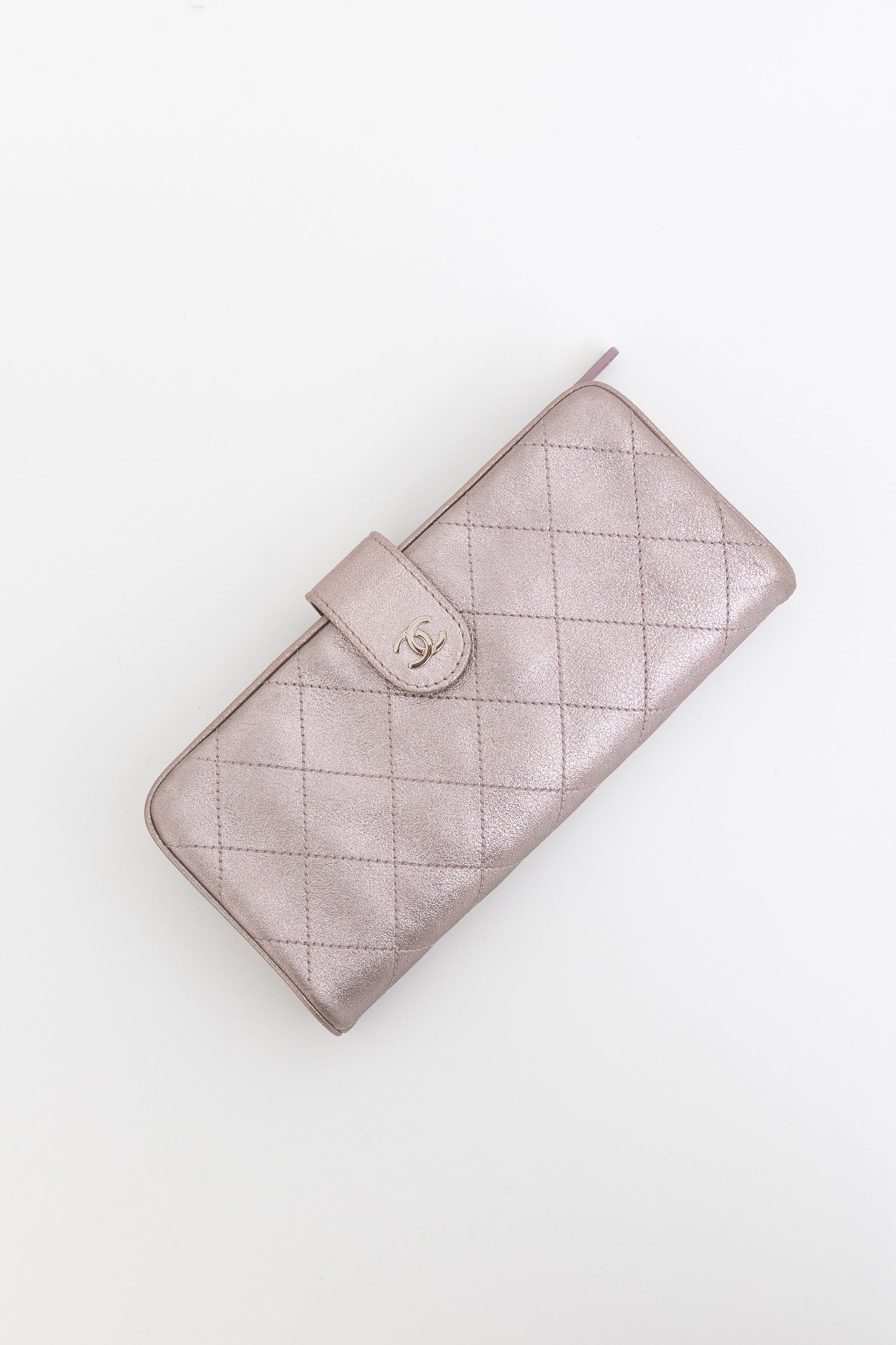 Metallic Long Matelassé Wallet