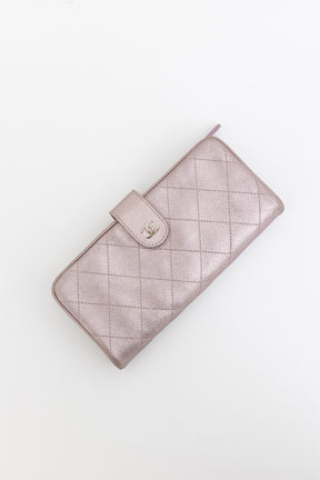 Metallic Long Matelassé Wallet