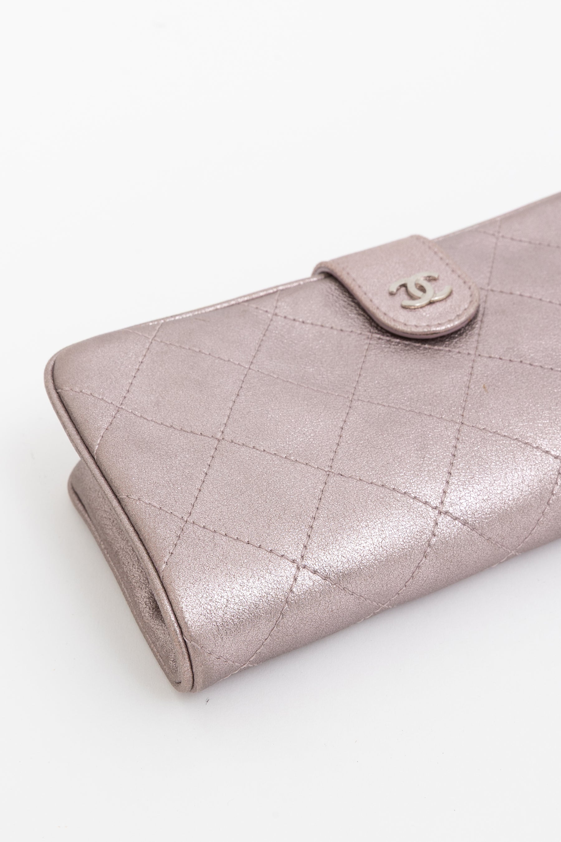 Metallic Long Matelassé Wallet