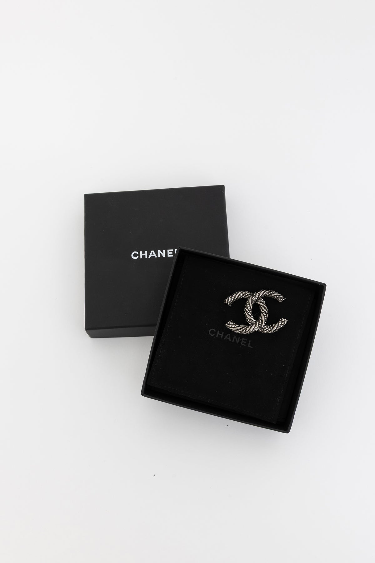 Ruthenium Metal Twisted CC Brooch