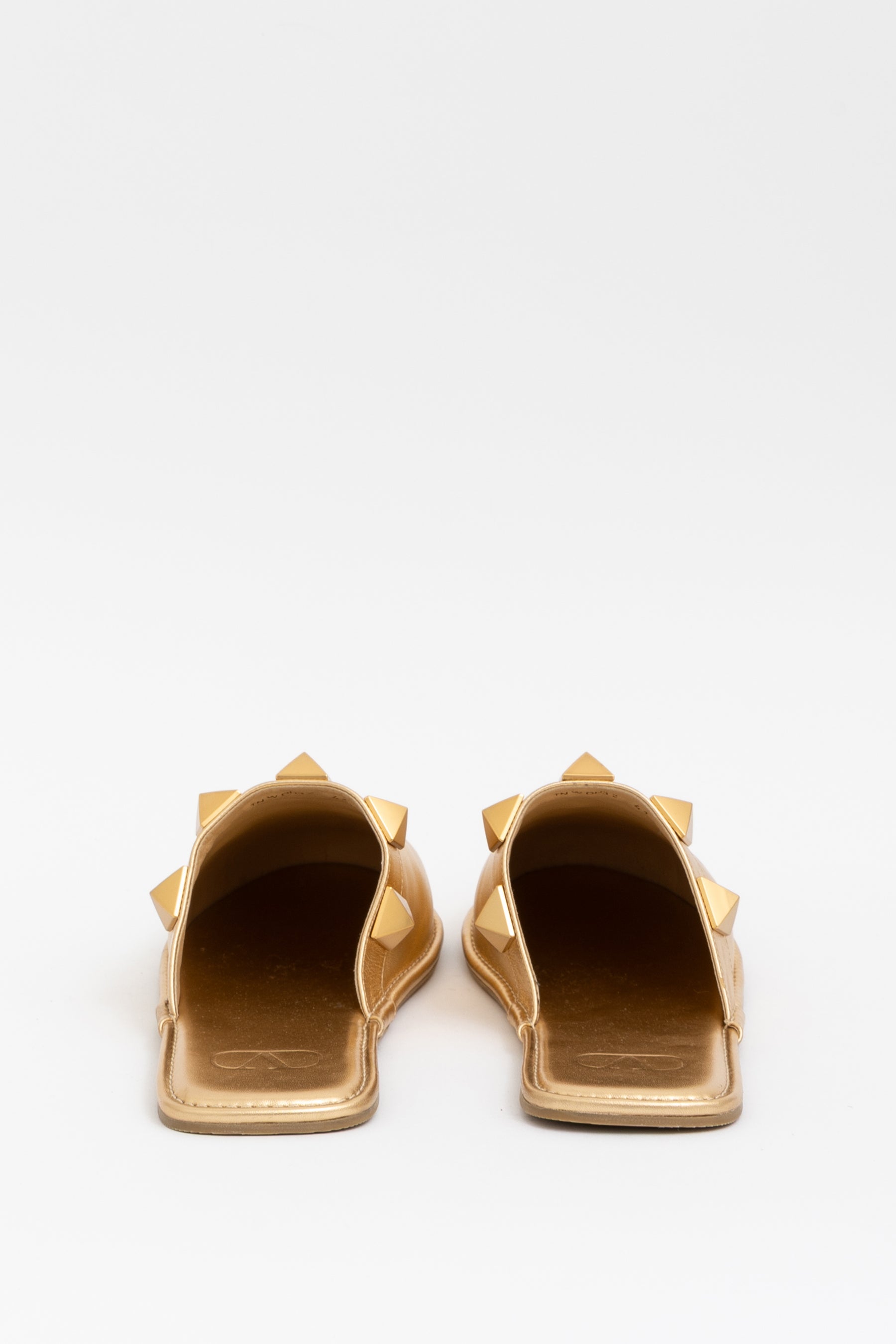 Roman Stud Metallic Leather Slippers