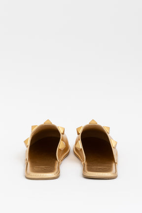Roman Stud Metallic Leather Slippers