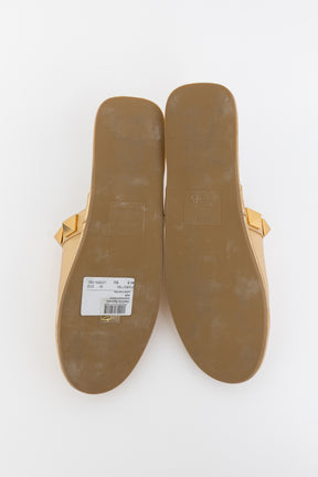 Roman Stud Metallic Leather Slippers