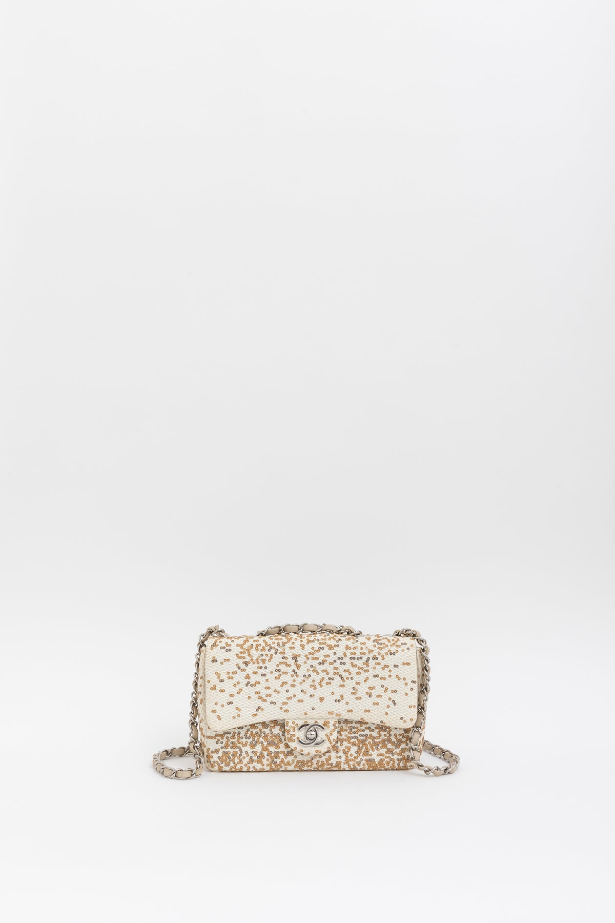 Small Raffia Sequin Single Flap Bag
