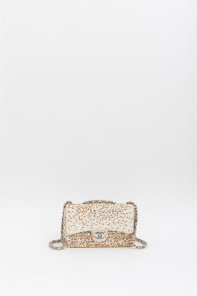 Small Raffia Sequin Single Flap Bag