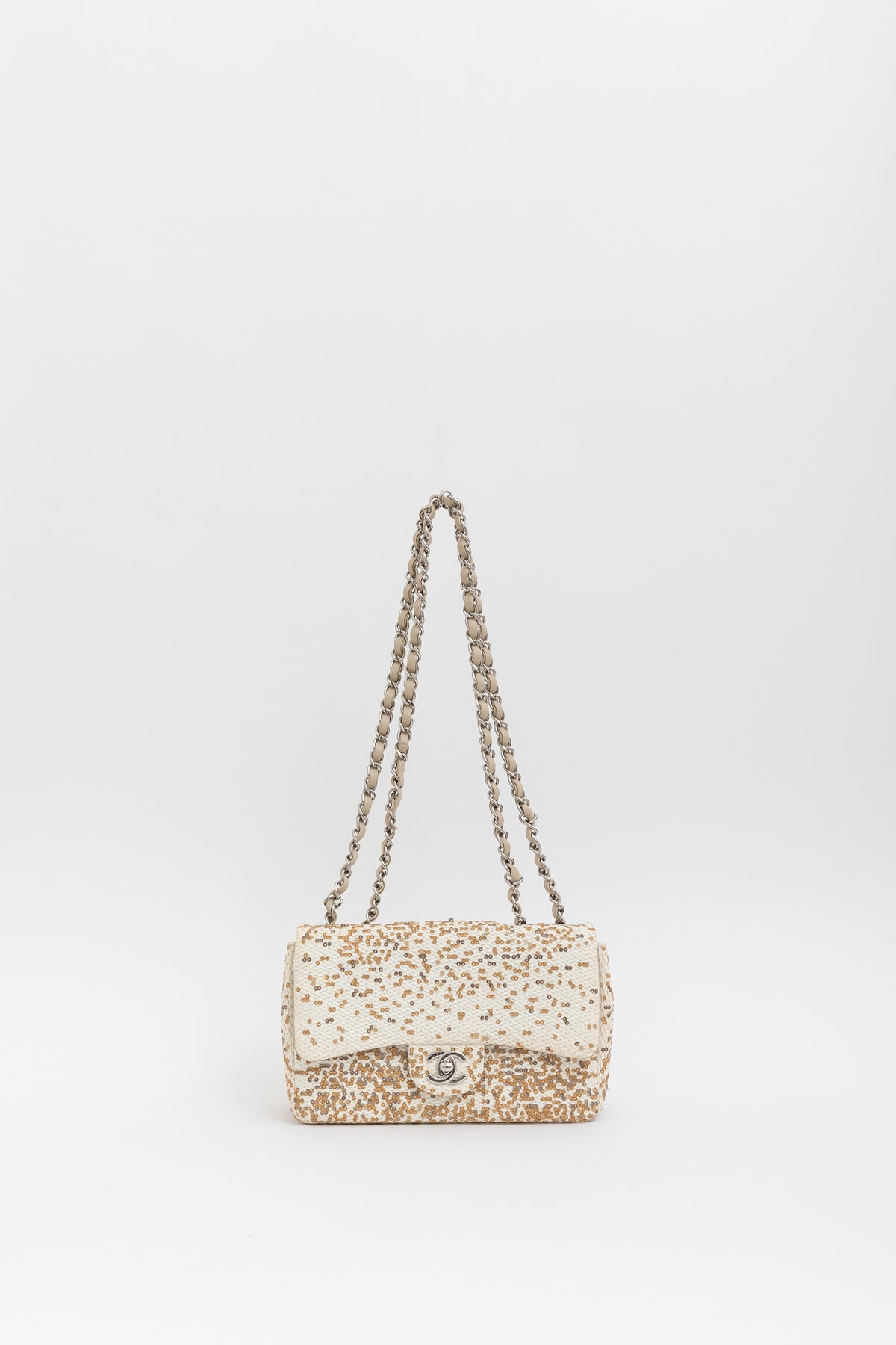 Small Raffia Sequin Single Flap Bag