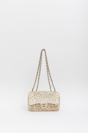 Small Raffia Sequin Single Flap Bag