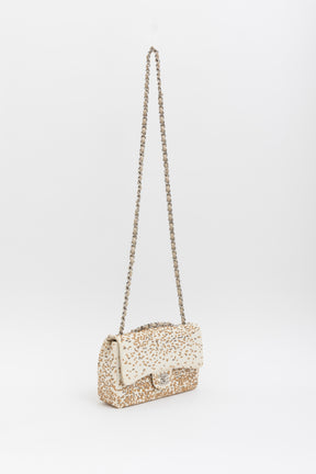 Small Raffia Sequin Single Flap Bag