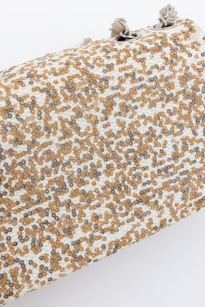 Small Raffia Sequin Single Flap Bag