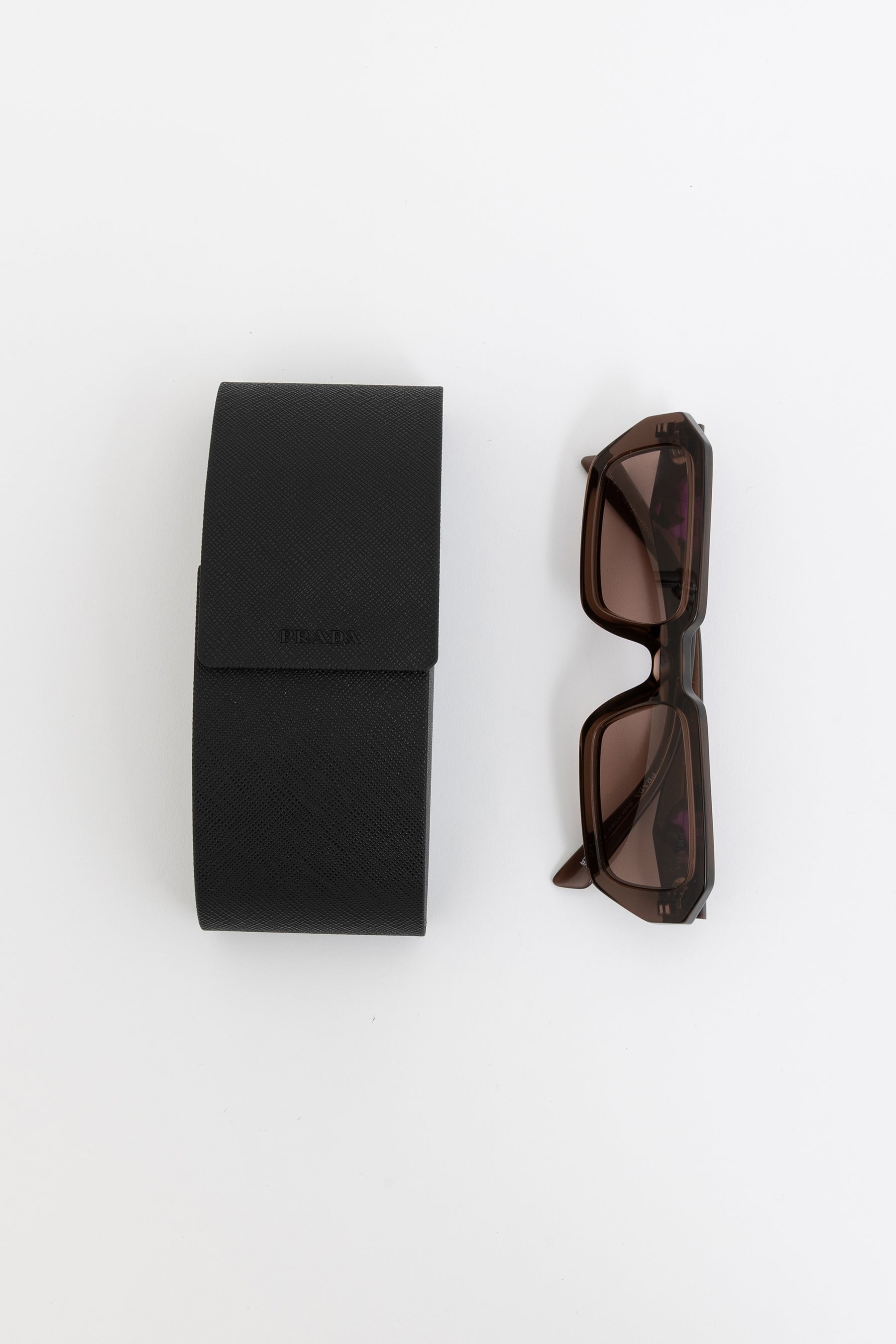 Brown Rectangular Transparent Sunglasses