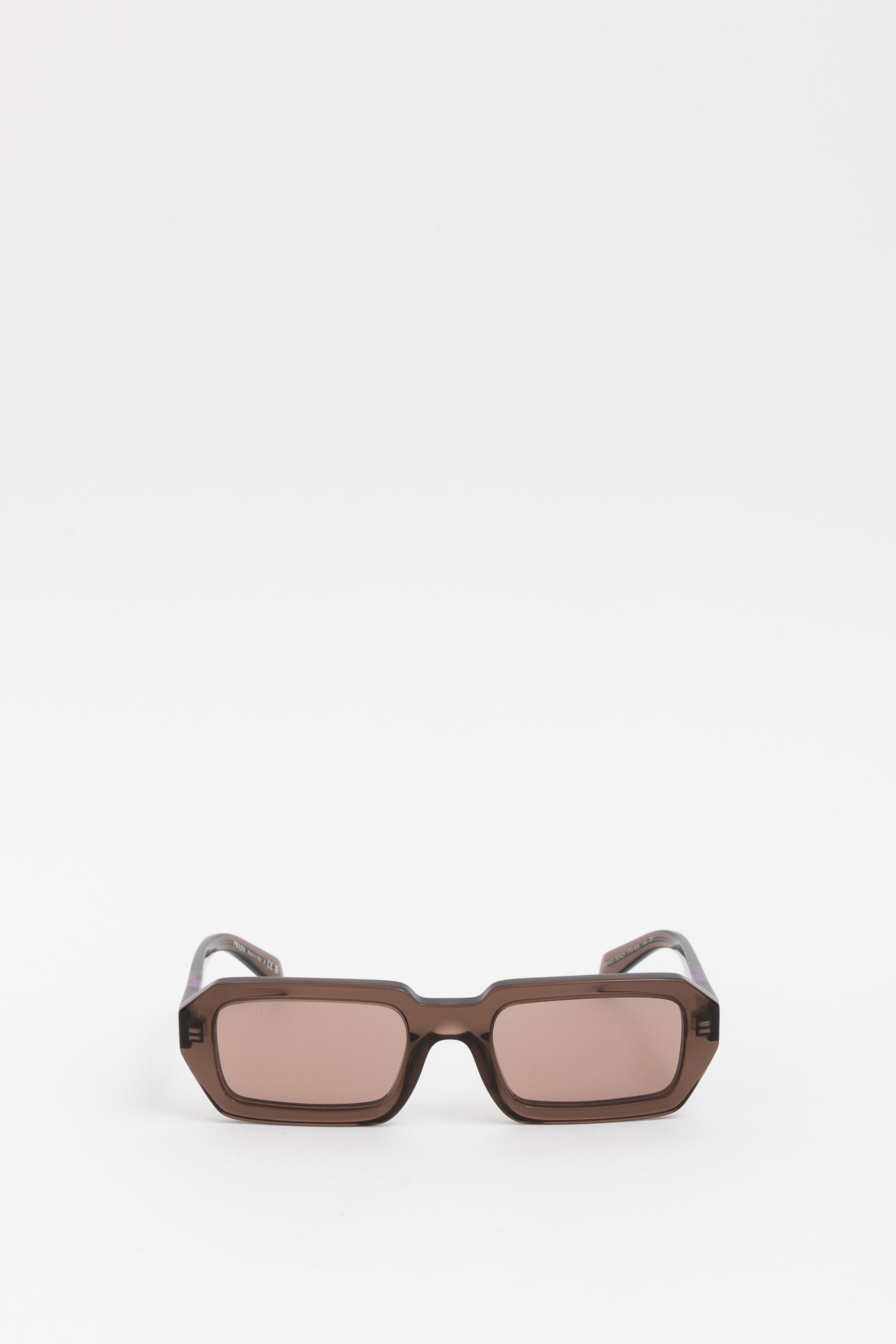 Brown Rectangular Transparent Sunglasses