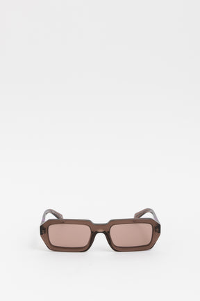 Brown Rectangular Transparent Sunglasses