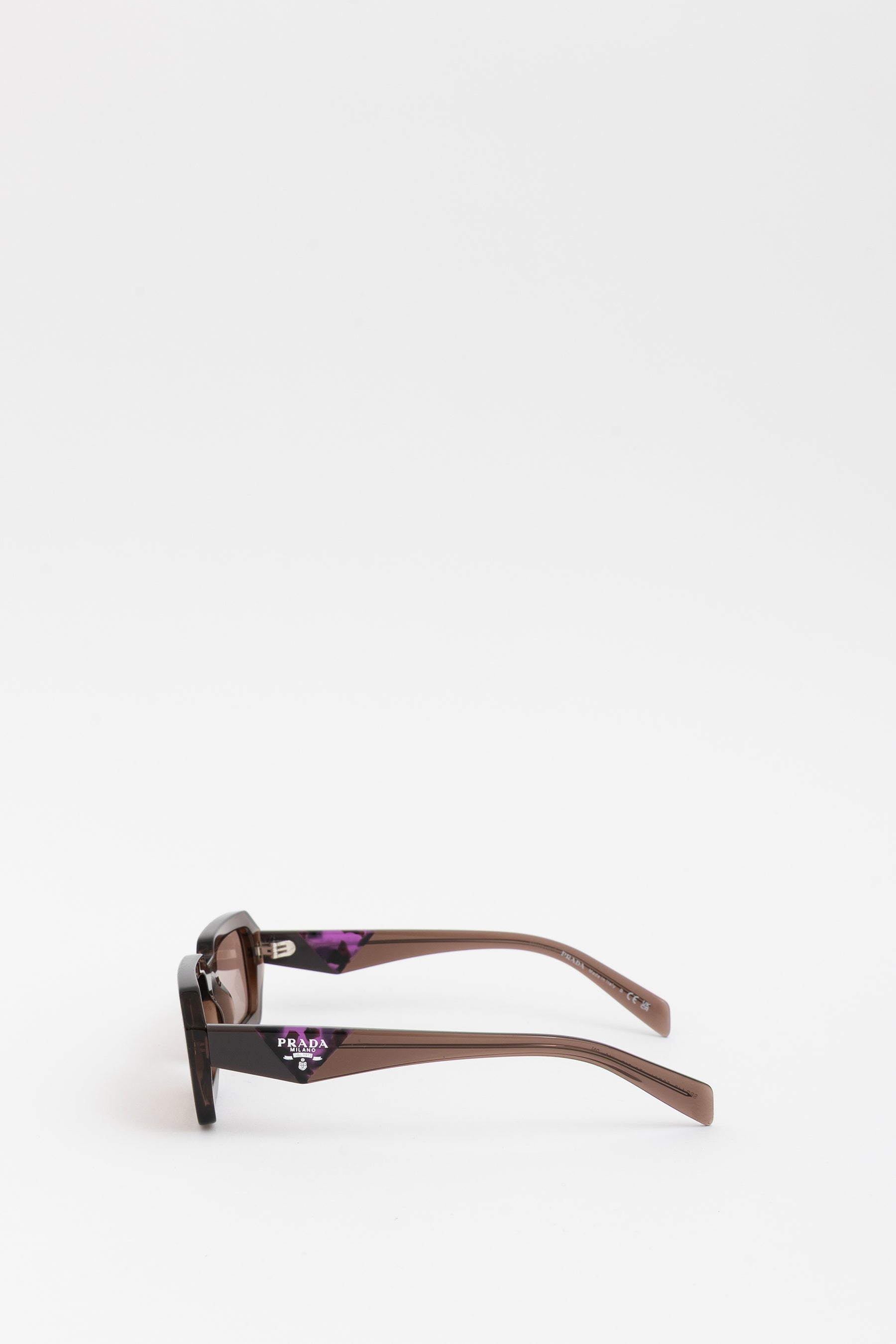 Brown Rectangular Transparent Sunglasses