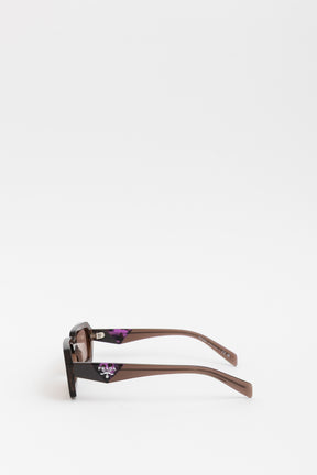 Brown Rectangular Transparent Sunglasses