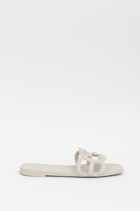 Gucci Rubber Logo Slides In Mystic White, 37