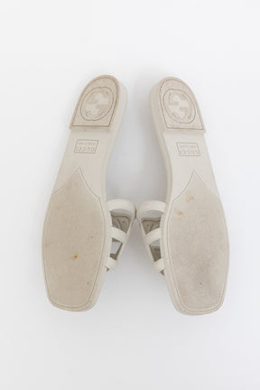 Gucci Rubber Logo Slides In Mystic White, 37