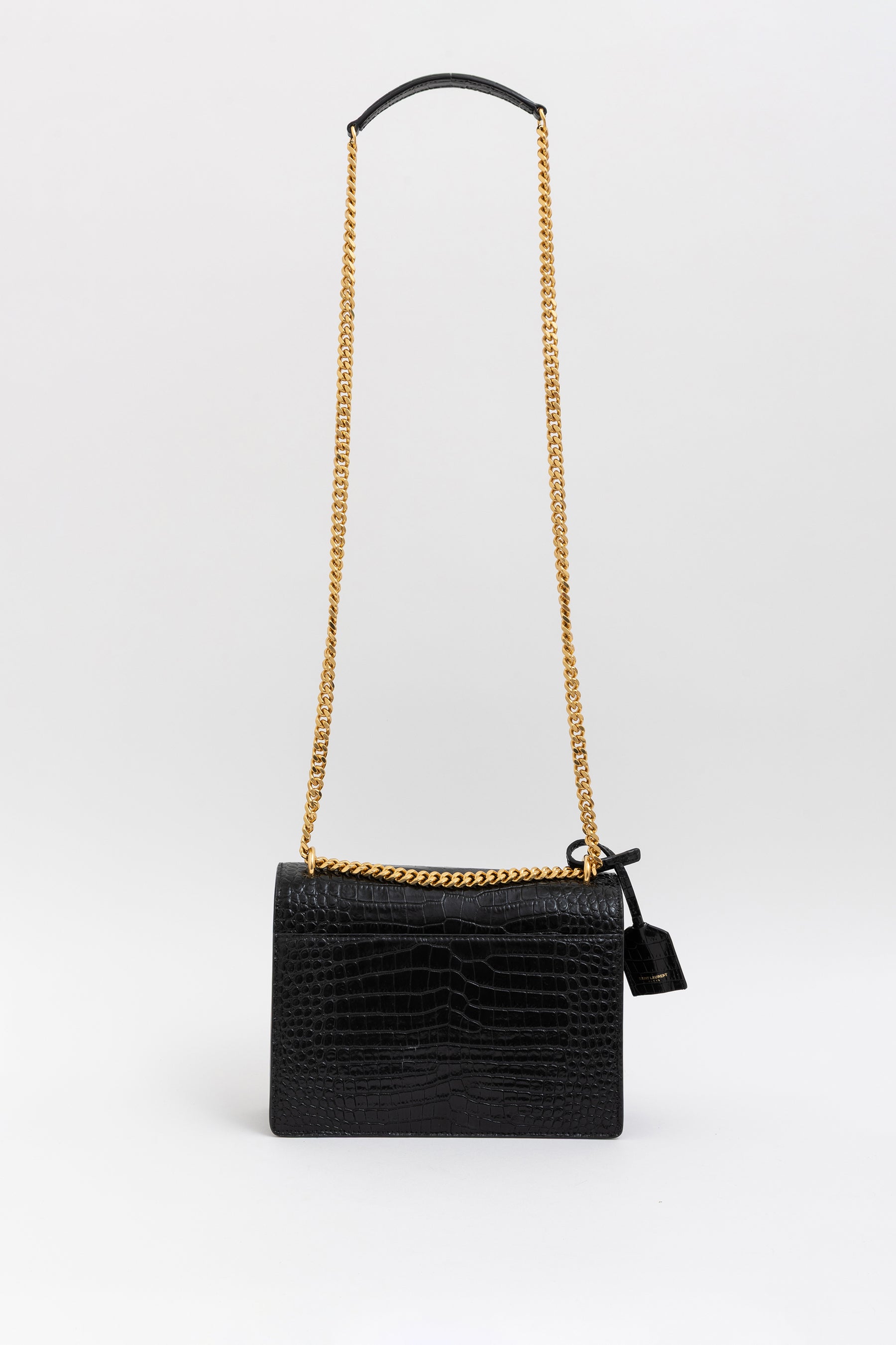 Sunset Medium Croc-Embossed Leather Shoulder Bag
