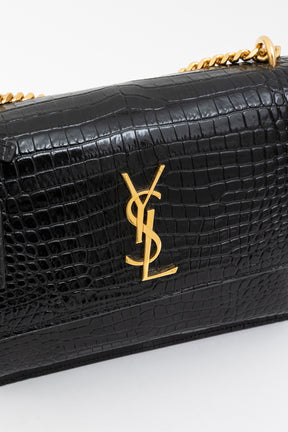 Sunset Medium Croc-Embossed Leather Shoulder Bag