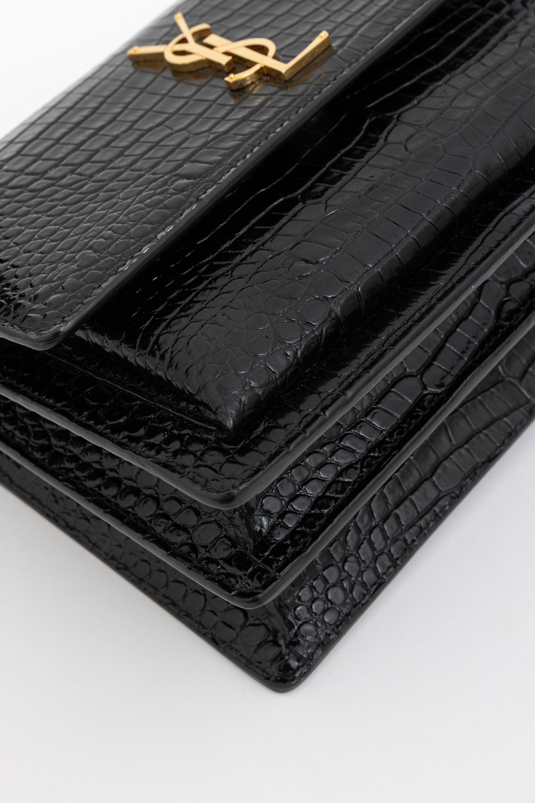 Sunset Medium Croc-Embossed Leather Shoulder Bag