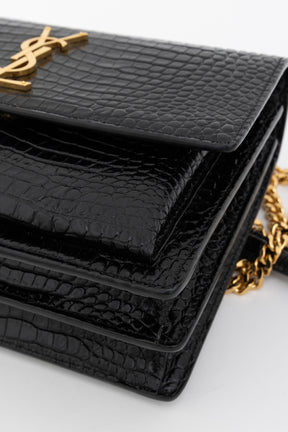 Sunset Medium Croc-Embossed Leather Shoulder Bag