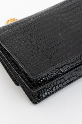 Sunset Medium Croc-Embossed Leather Shoulder Bag