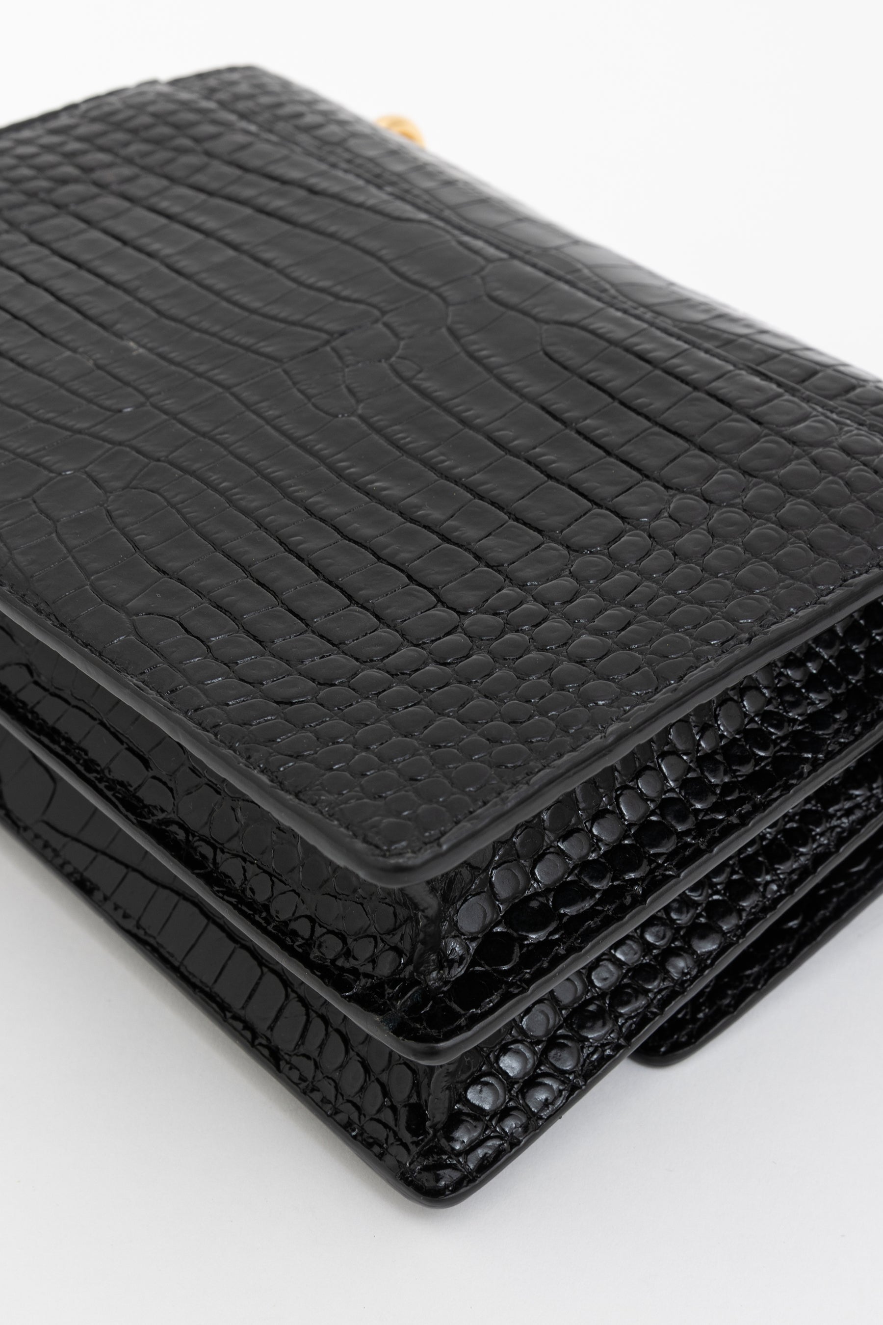 Sunset Medium Croc-Embossed Leather Shoulder Bag