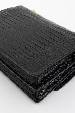 Sunset Medium Croc-Embossed Leather Shoulder Bag