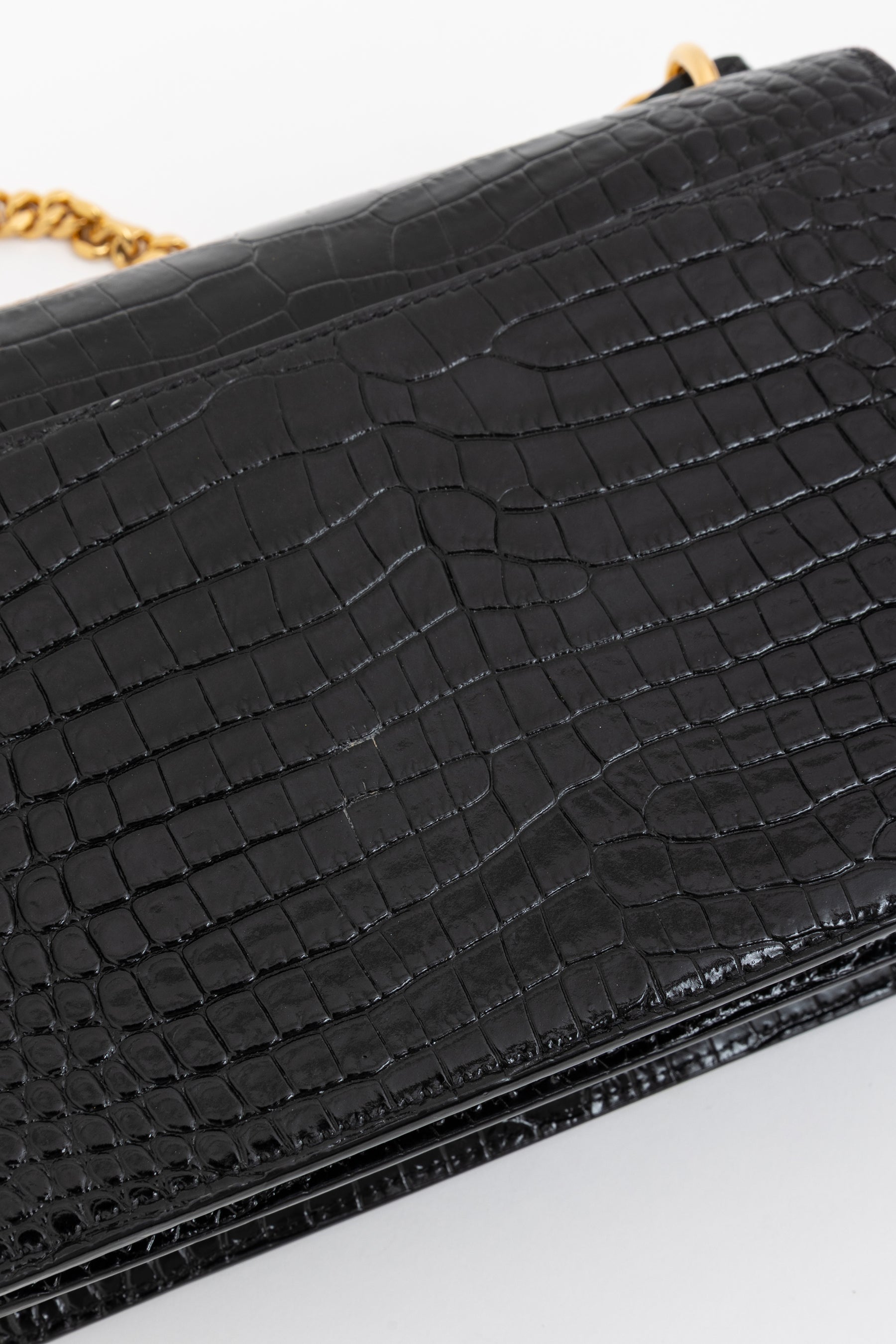 Sunset Medium Croc-Embossed Leather Shoulder Bag