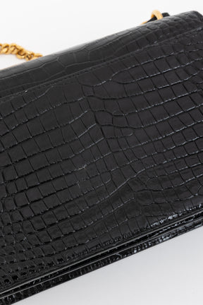 Sunset Medium Croc-Embossed Leather Shoulder Bag