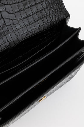 Sunset Medium Croc-Embossed Leather Shoulder Bag