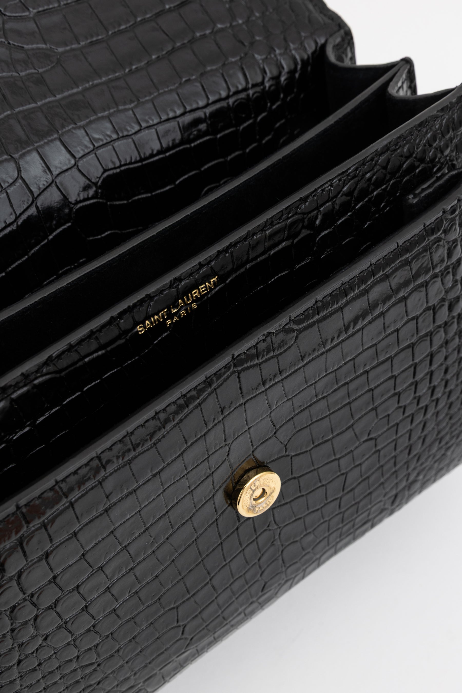 Sunset Medium Croc-Embossed Leather Shoulder Bag