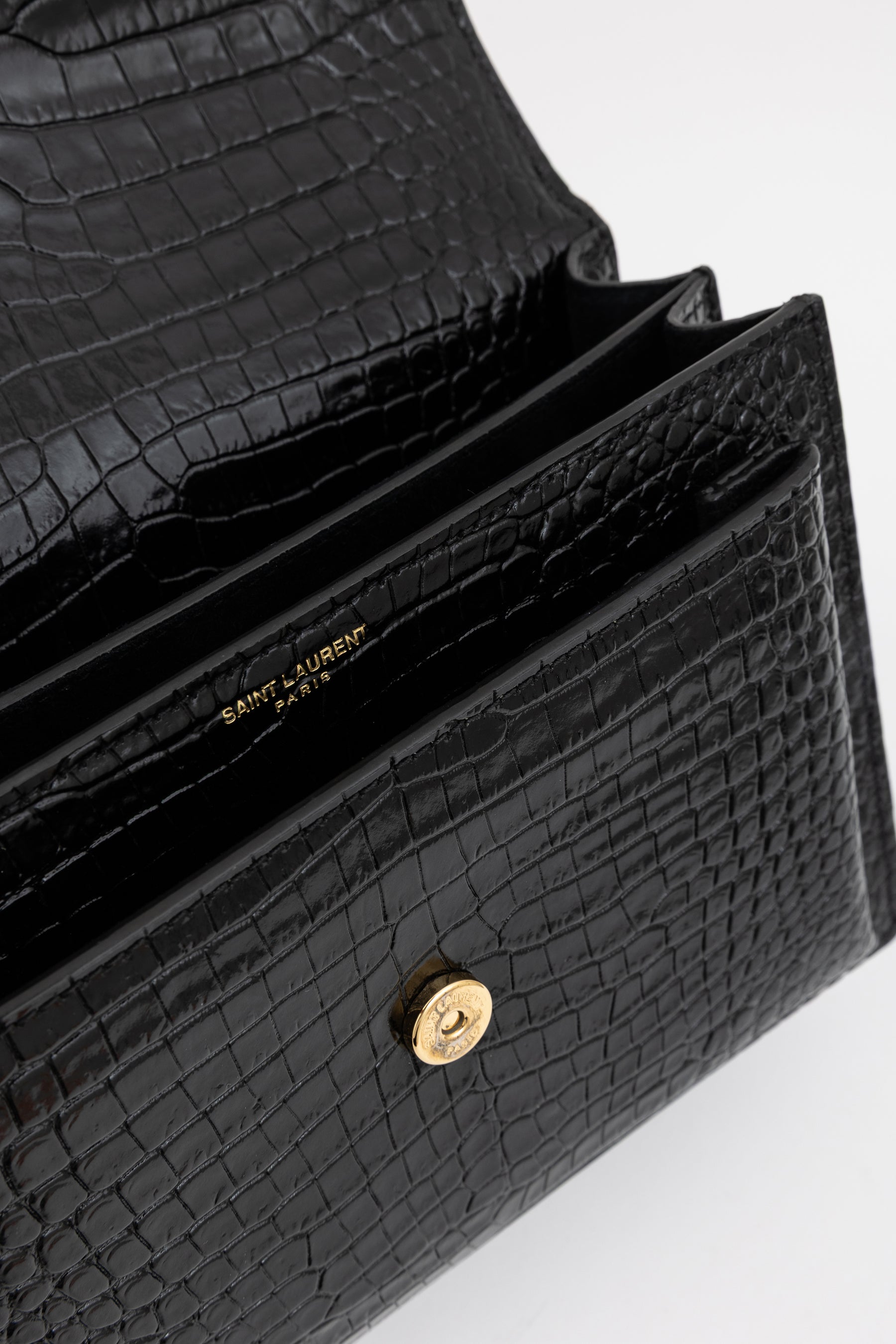 Sunset Medium Croc-Embossed Leather Shoulder Bag