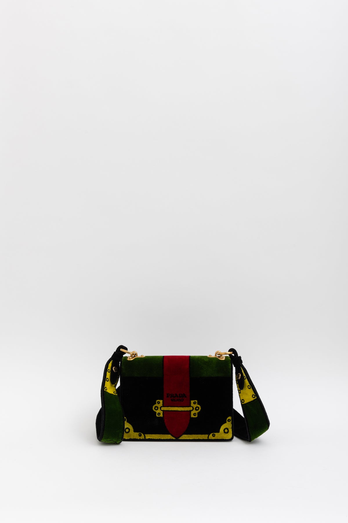 Multicolor Velluto Ricamo Trompe L'oeil Cahier Crossbody Bag