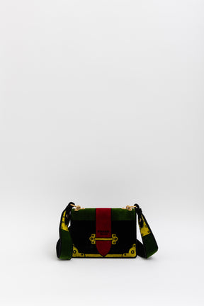 Multicolor Velluto Ricamo Trompe L'oeil Cahier Crossbody Bag