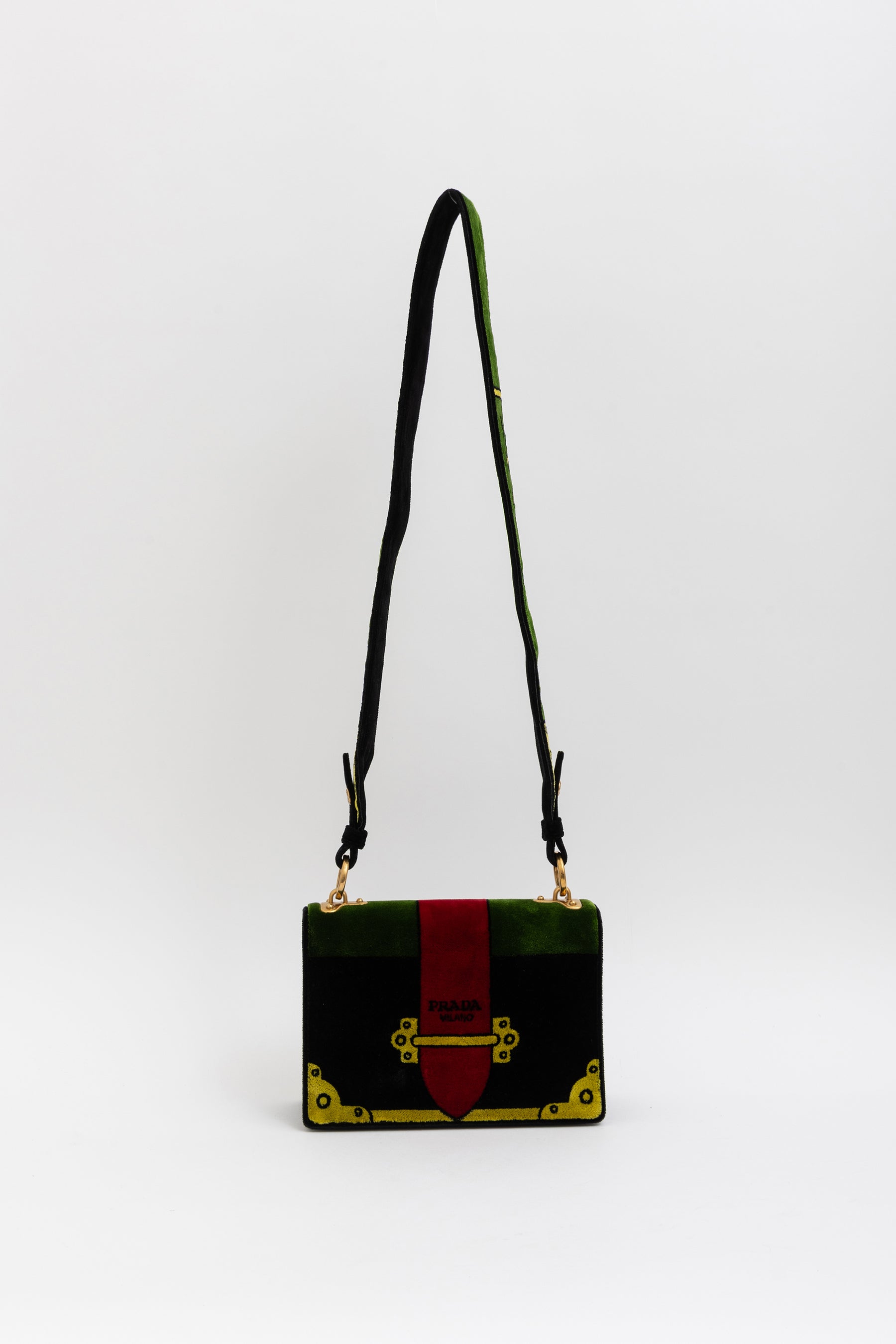Multicolor Velluto Ricamo Trompe L'oeil Cahier Crossbody Bag