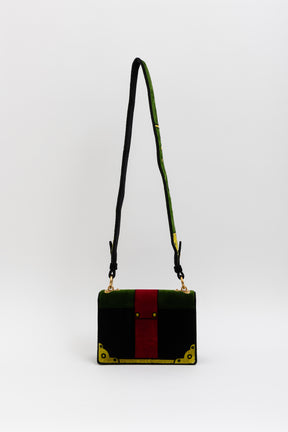 Multicolor Velluto Ricamo Trompe L'oeil Cahier Crossbody Bag