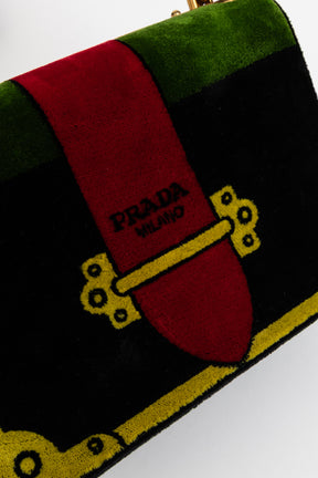 Multicolor Velluto Ricamo Trompe L'oeil Cahier Crossbody Bag