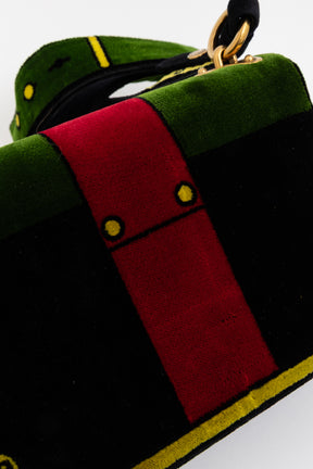 Multicolor Velluto Ricamo Trompe L'oeil Cahier Crossbody Bag