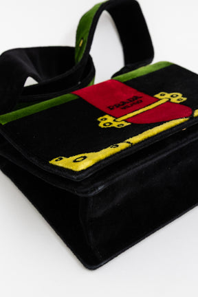 Multicolor Velluto Ricamo Trompe L'oeil Cahier Crossbody Bag