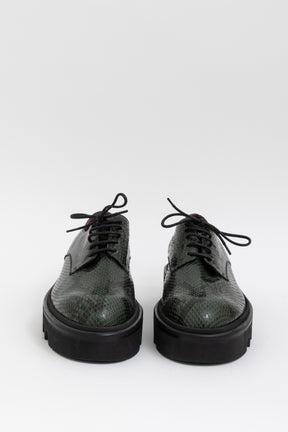 Snake Embossed Platform Derby Shoes