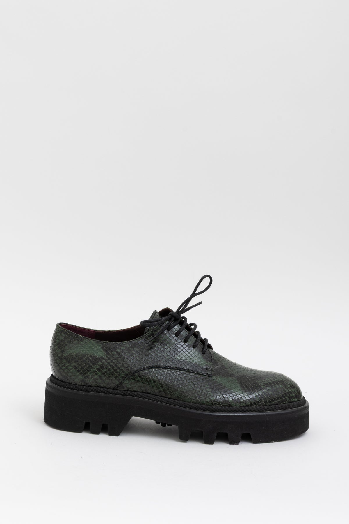 Snake Embossed Platform Derby Shoes