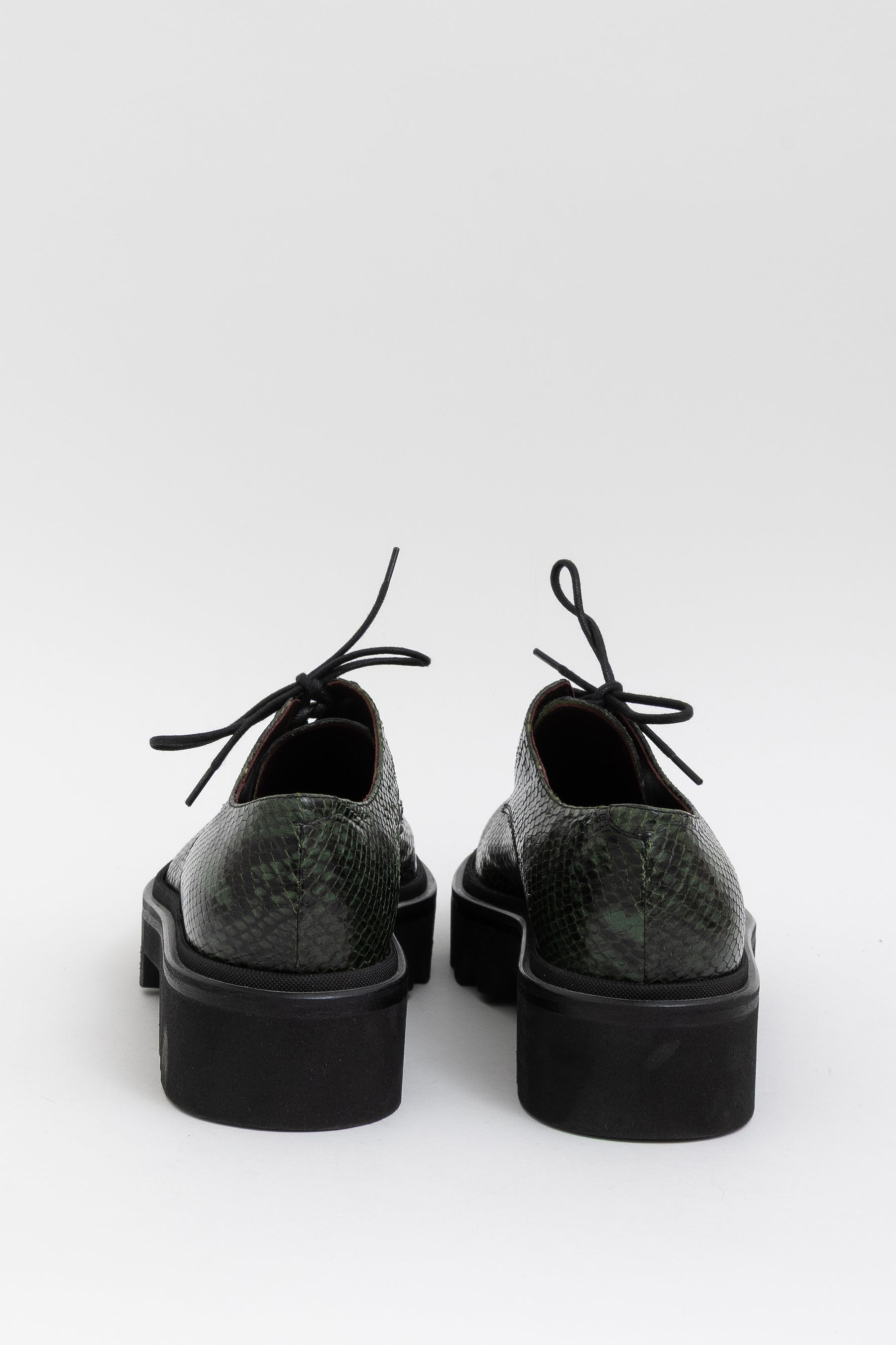Snake Embossed Platform Derby Shoes