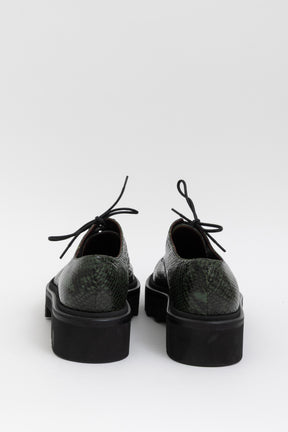 Snake Embossed Platform Derby Shoes
