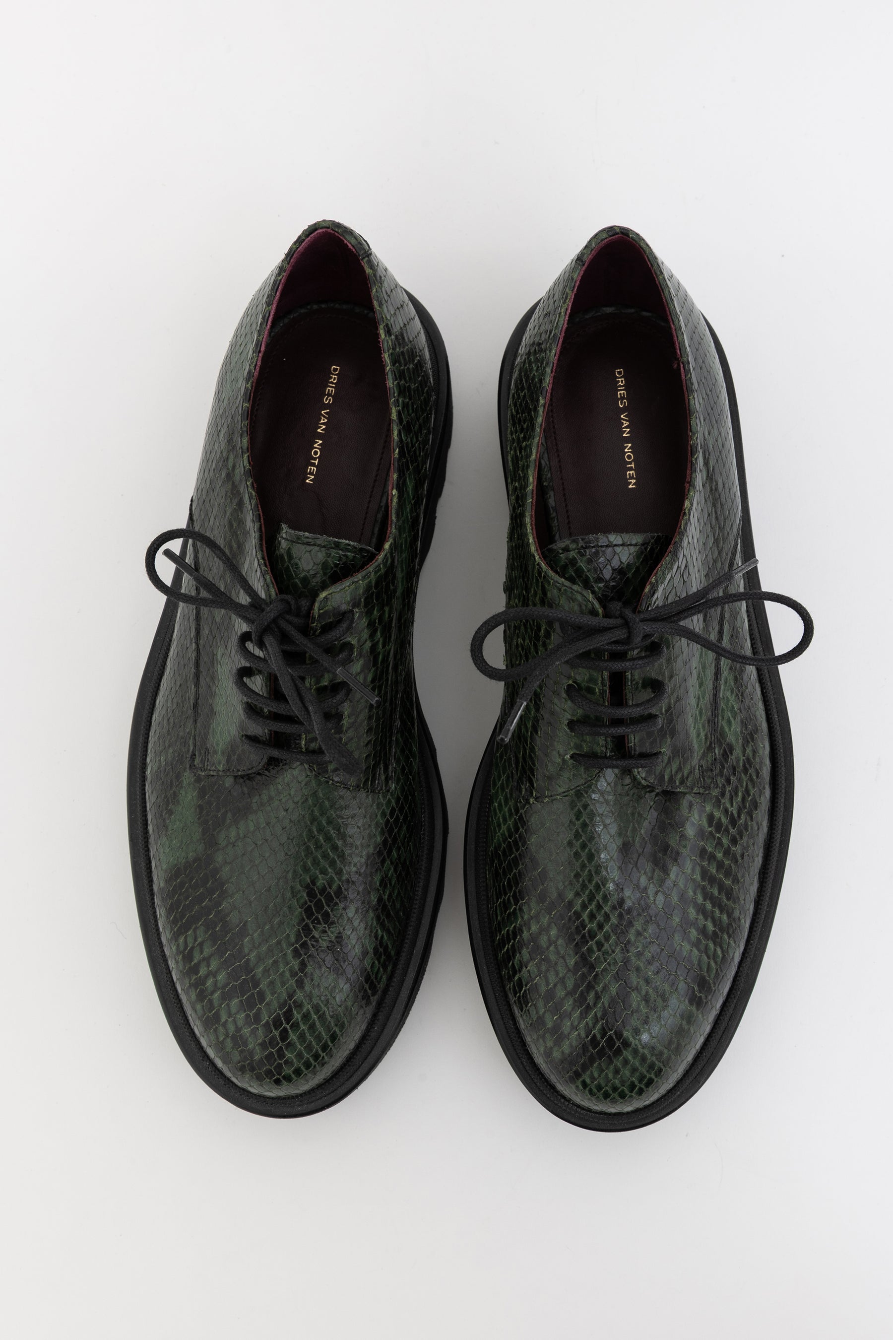 Snake Embossed Platform Derby Shoes
