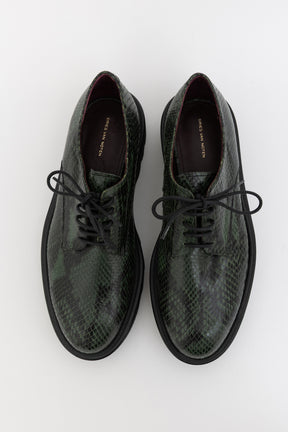 Snake Embossed Platform Derby Shoes