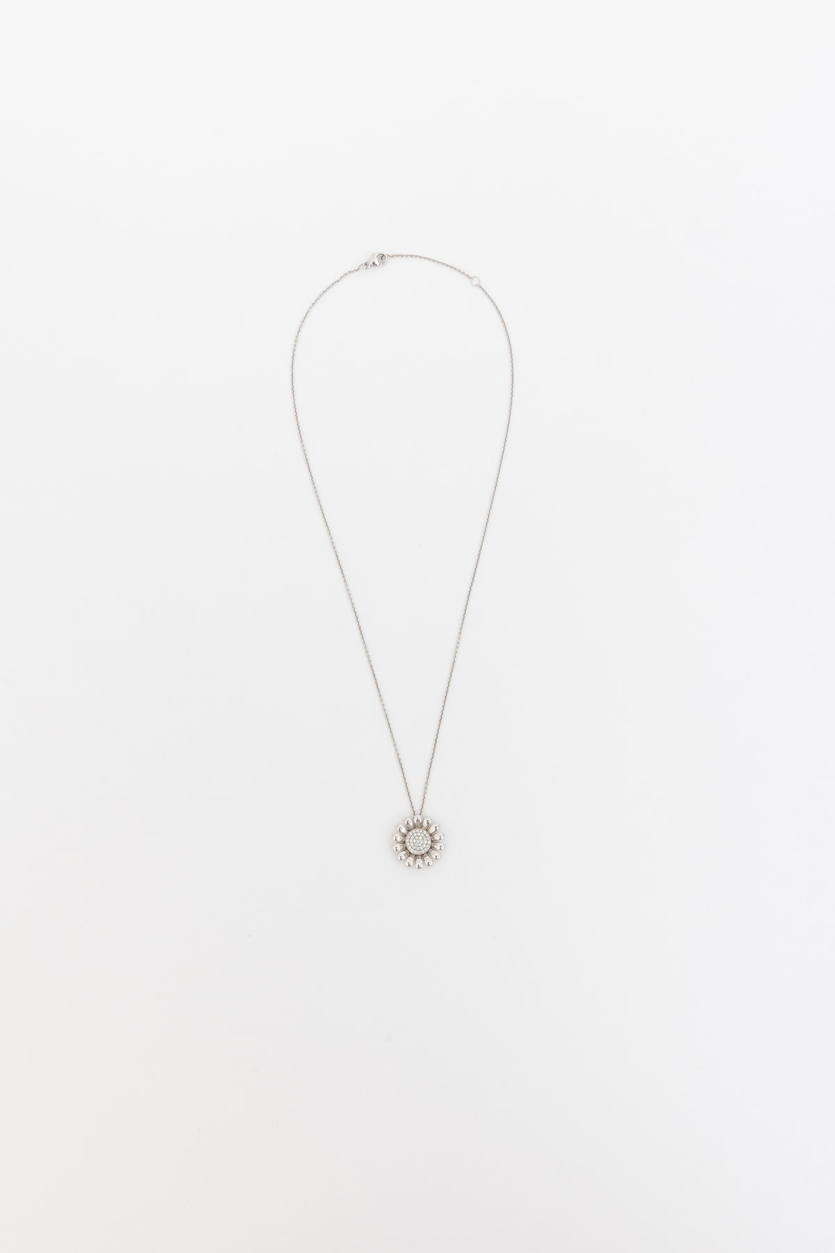 Sunflower Pendant Necklace with Pavé Diamonds