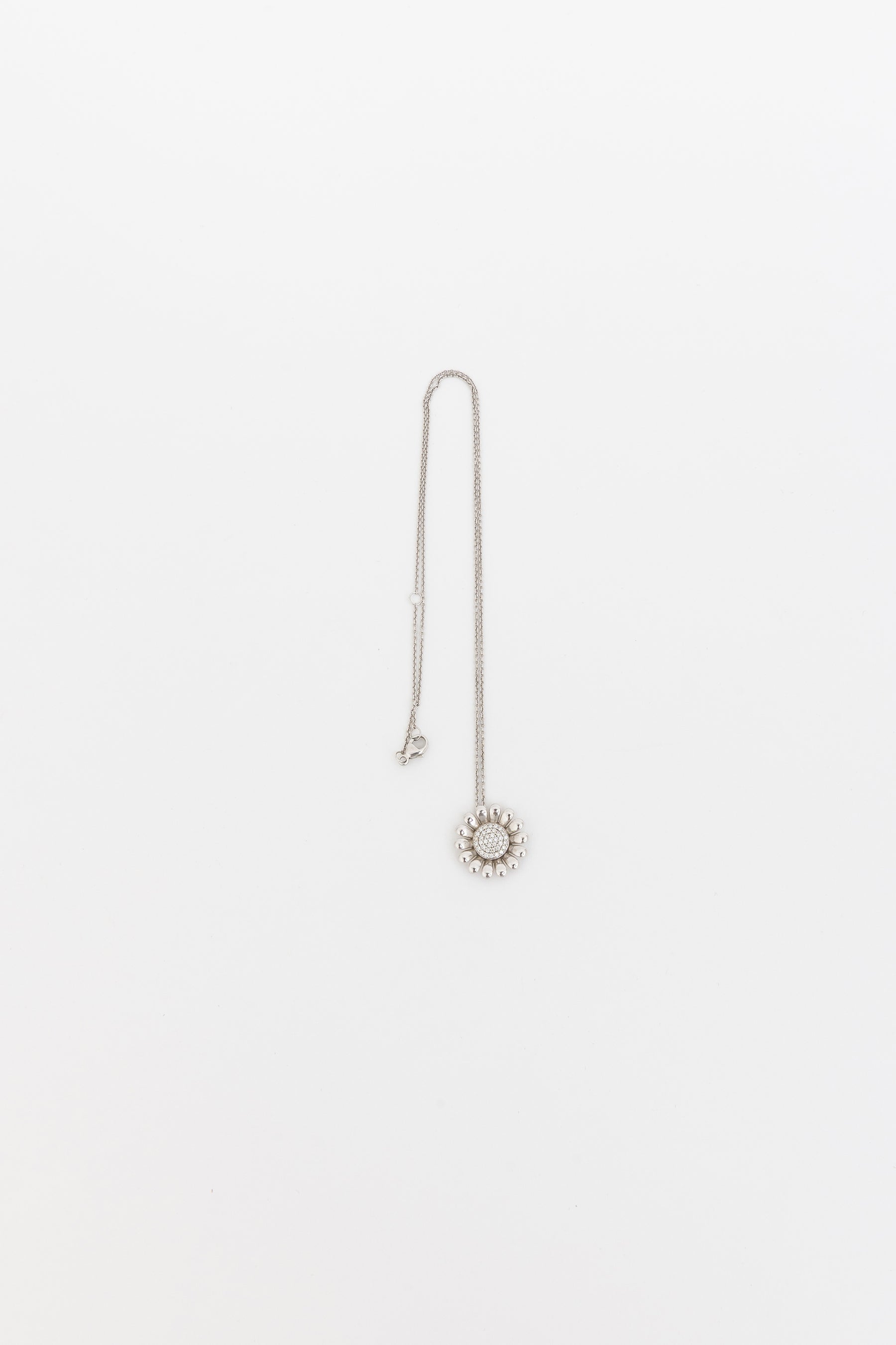Sunflower Pendant Necklace with Pavé Diamonds