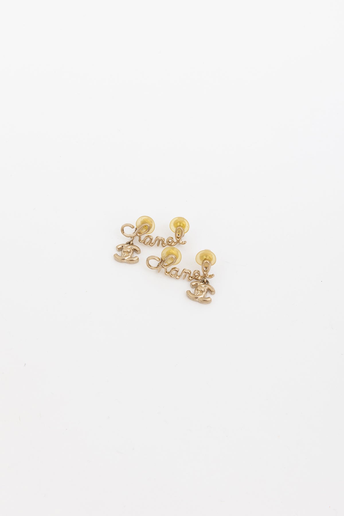 Signature and CC Logo Drop Clip-On Earrings